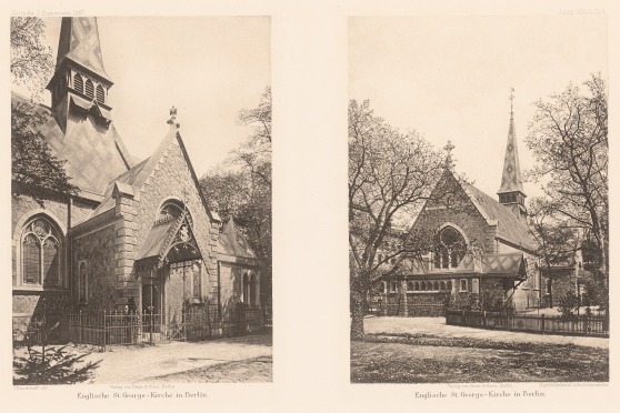 Raschdorff Julius  (1823-1914): Englische Kirche St. George, Berlin. (Aus: Atlas zur Zeitschrift für Bauwesen, hrsg. v. F. Endell, Jg. 37, 1887)